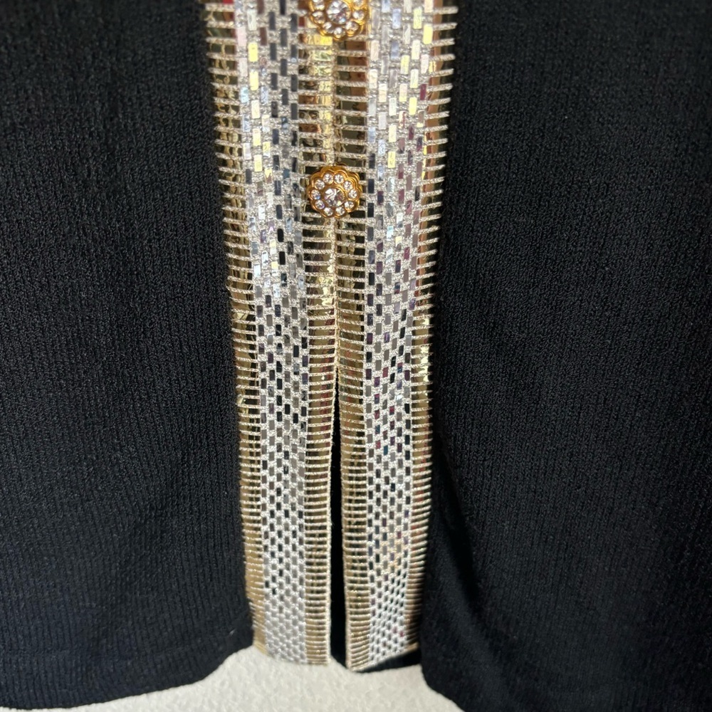 Vintage Toula Santana Gold and Silver Metallic Embellished Knit Dress 6 - Picture 7 of 9
